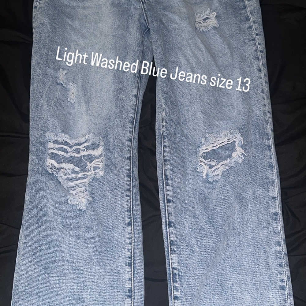 Light Washed Blue Distressed Jeans